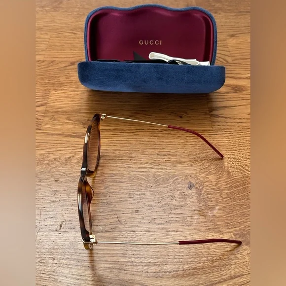 Authentic NWT Gucci Cat Eye Sunglasses in Havana/Red Shade - Picture 13 of 16